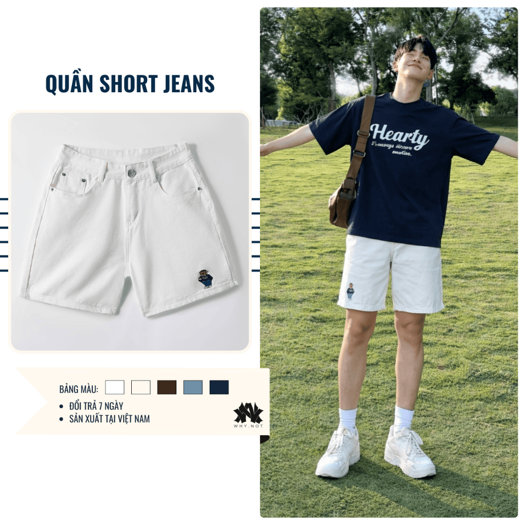 QUẦN SHORT JEAN, QUẦN SHORT NAM, QUẦN SHORT JEAN RÁCH, Quần Short Xanh Nâu Be Trắng, QUẦN ĐÙI NAM CÓ