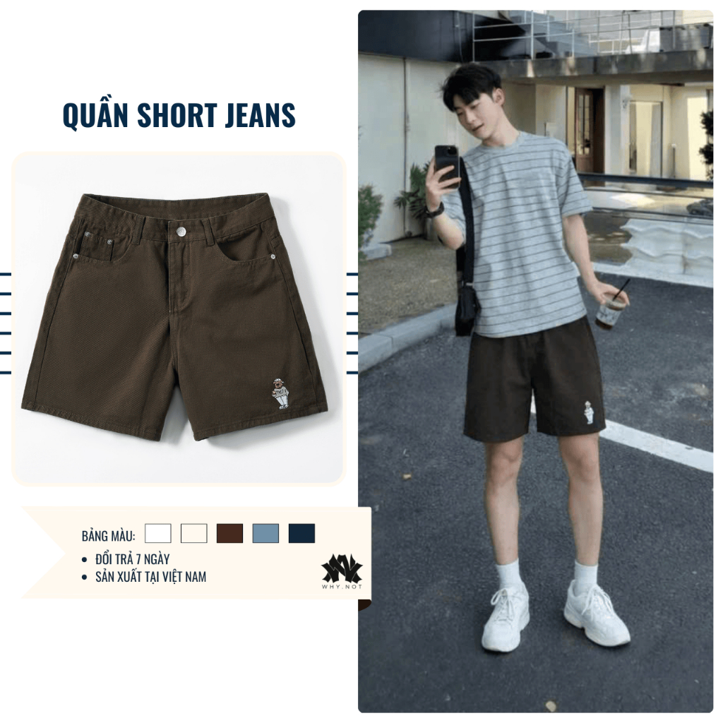 QUẦN SHORT JEAN, QUẦN SHORT NAM, QUẦN SHORT JEAN RÁCH, Quần Short Nâu Trắng Be Xanh, CÓ BIGSIZE , Qu