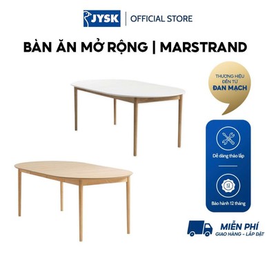 Bàn ăn mở rộng | JYSK l MARSTRAND | gỗ công nghiệp | màu sồi / màu tự nhiên/trắng | Ø110/110xD200xC75cm