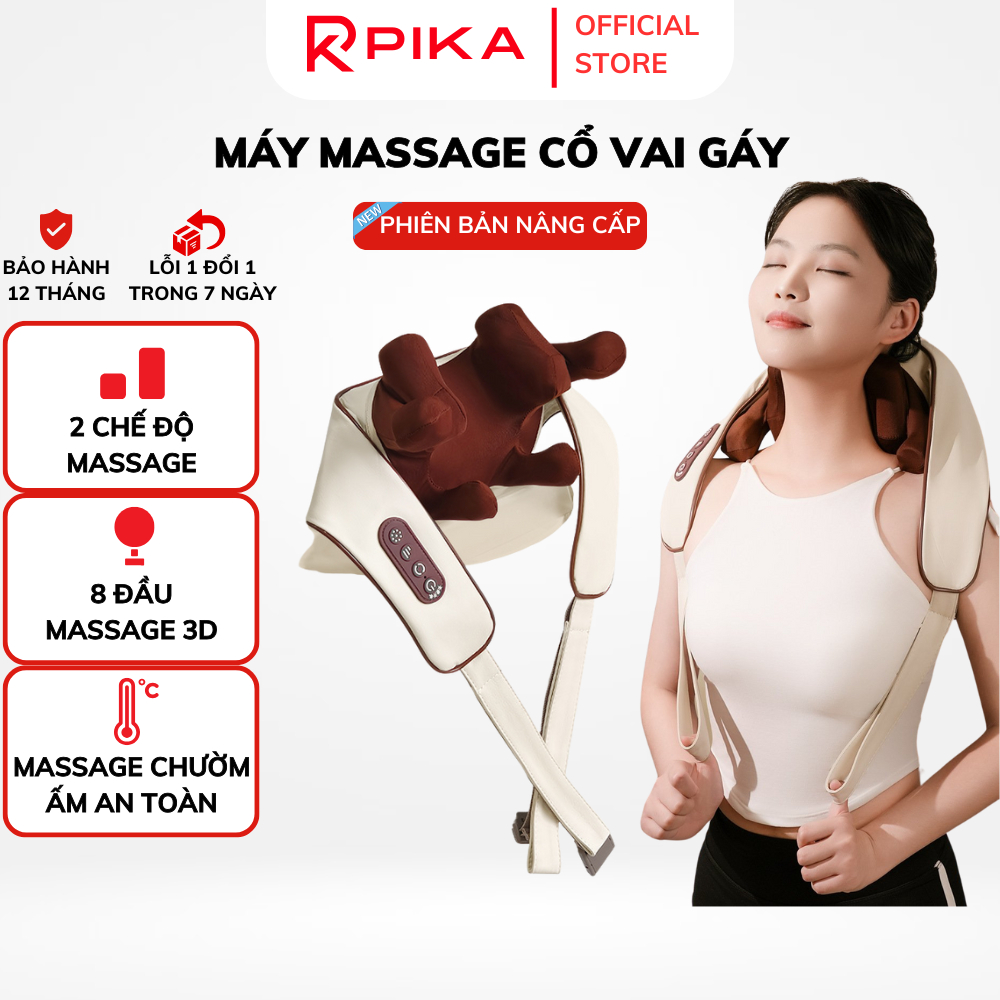 Máy Massage Cổ Vai Gáy DELAX 8 Đầu Massage Chườm Ấm Cổ Vai Gáy, Cải Thiện Sức Khỏe Giảm Mệt Mỏi Chườm Nóng Trị Liệu