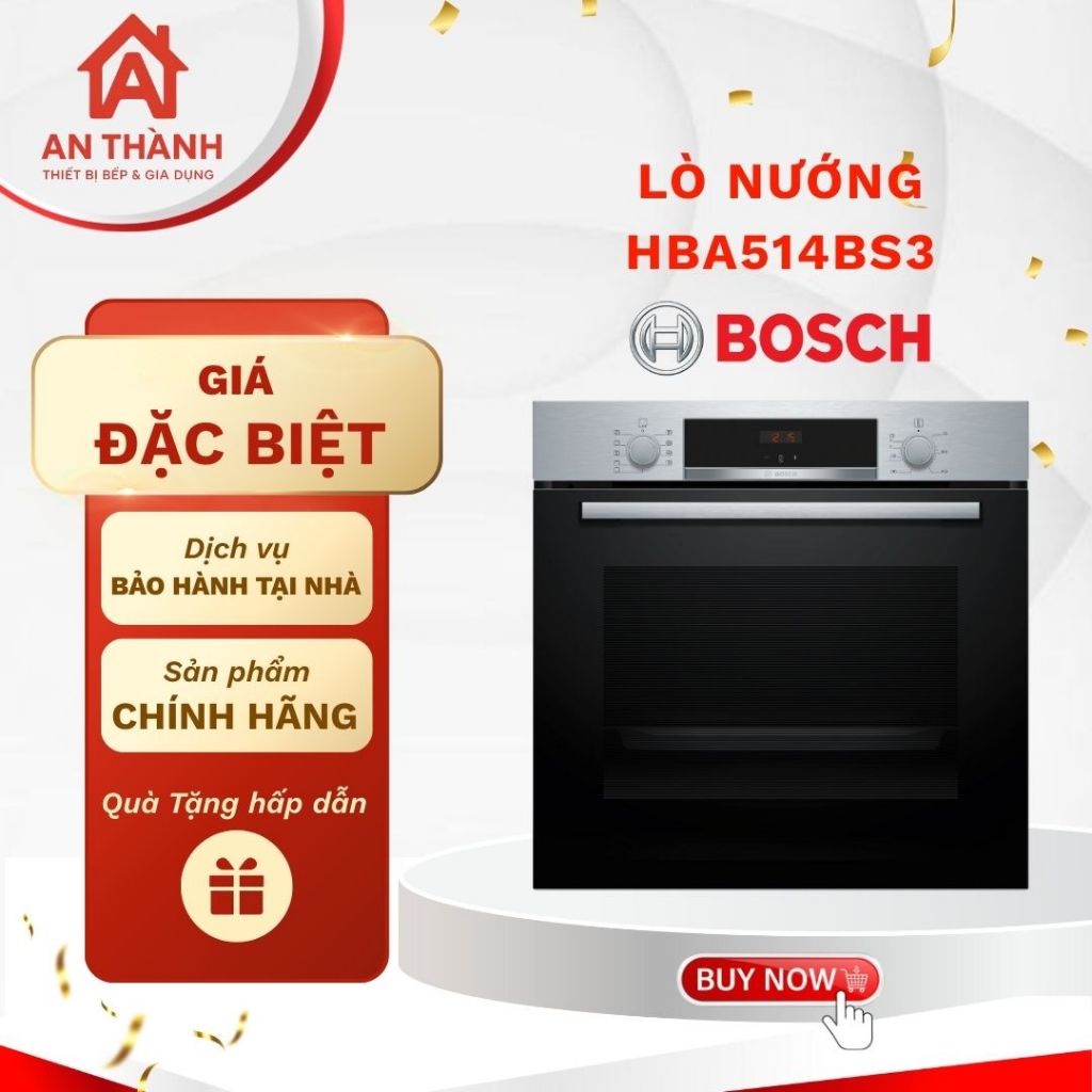 Lò Nướng Âm Tủ BOSCH HBA514BS3 71L - Hiệu suất nướng ổn định, Chính hãng Bosch