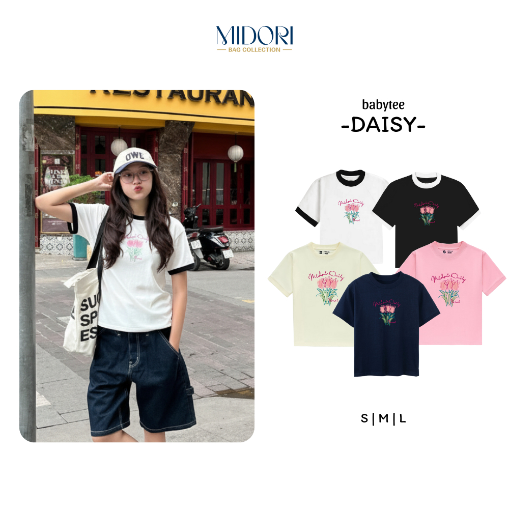 Áo Thun Baby Tee MDR DAISY Thời Trang Phông Nam Nữ Unisex Cotton Local Brand | MIDORI BAG COLLECTION