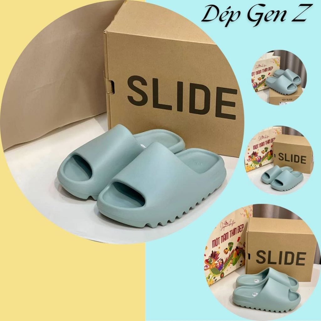 Dép YZ Slide Nam Nữ, Dép Bánh Mì YZ Slide Màu Xanh Đá || Dép Gen Z