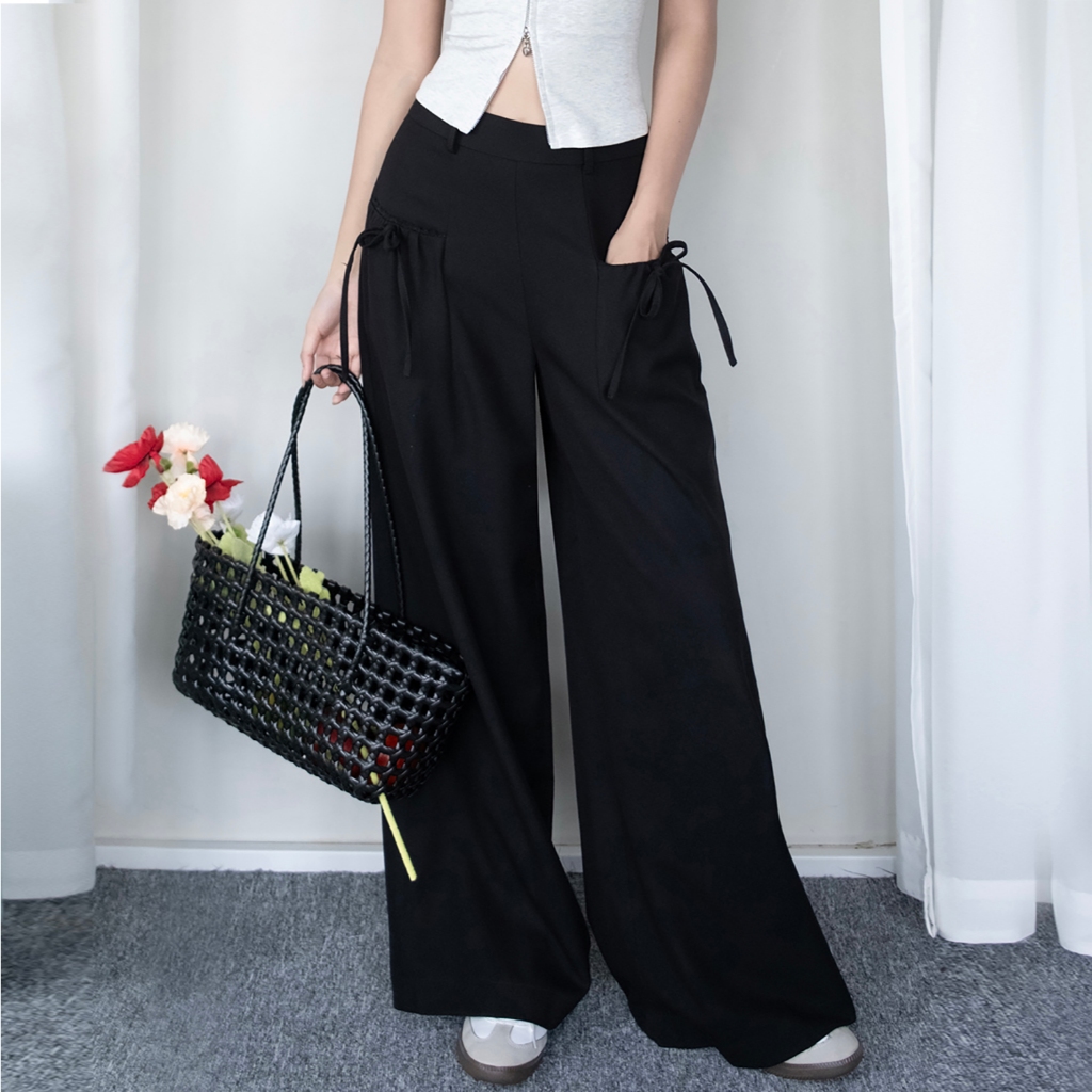 JUNE TROUSERS – Confi | Quần ống rộng nữ, túi đính nơ ren, tiện dụng đi biển