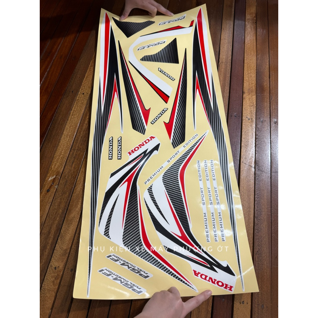 Set tem AB 2011 - Tem dán 3 lớp xe AB Air Blade đỏ trắng đời 2011-2012 bảo vệ, trang trí xe máy siêu