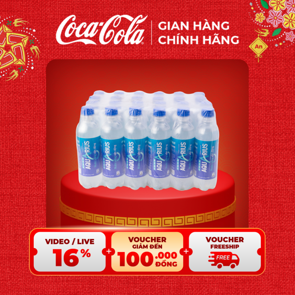 Lốc 24 Chai Nước Điện Giải Bù Khoáng Thể Thao Aquarius 390ml/Chai CocaCola_Official_Store Sale 25.01