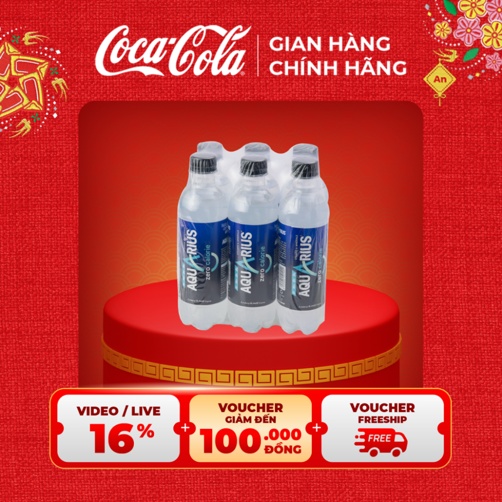 Lốc 6 Chai Nước Điện Giải Bù Khoáng Không Đường Aquarius Zero 390ml/Chai Sale 25.01_SP