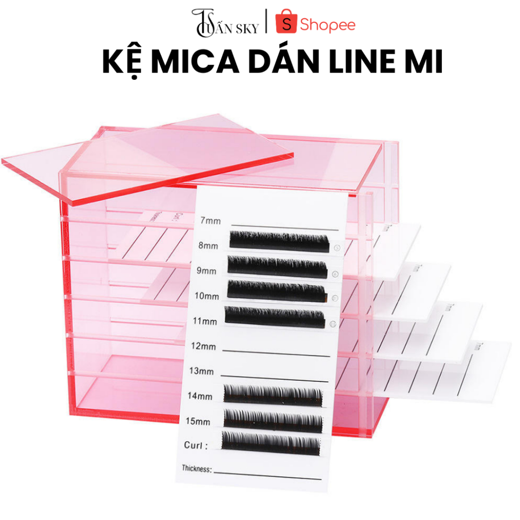Kệ mica dán line mi CÓ ĐÁNH SỐ 5 TẦNG- hộp meka bảo quản lông mi_Dụng cụ nối mi TUẤN SKY