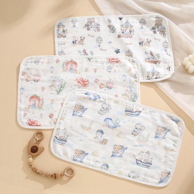 Gối xô lót đầu cho bé sơ sinh, Gối lót đầu vải cotton sợi tre 8 Lớp Nguyên chất KidAndMom KT30*50cm