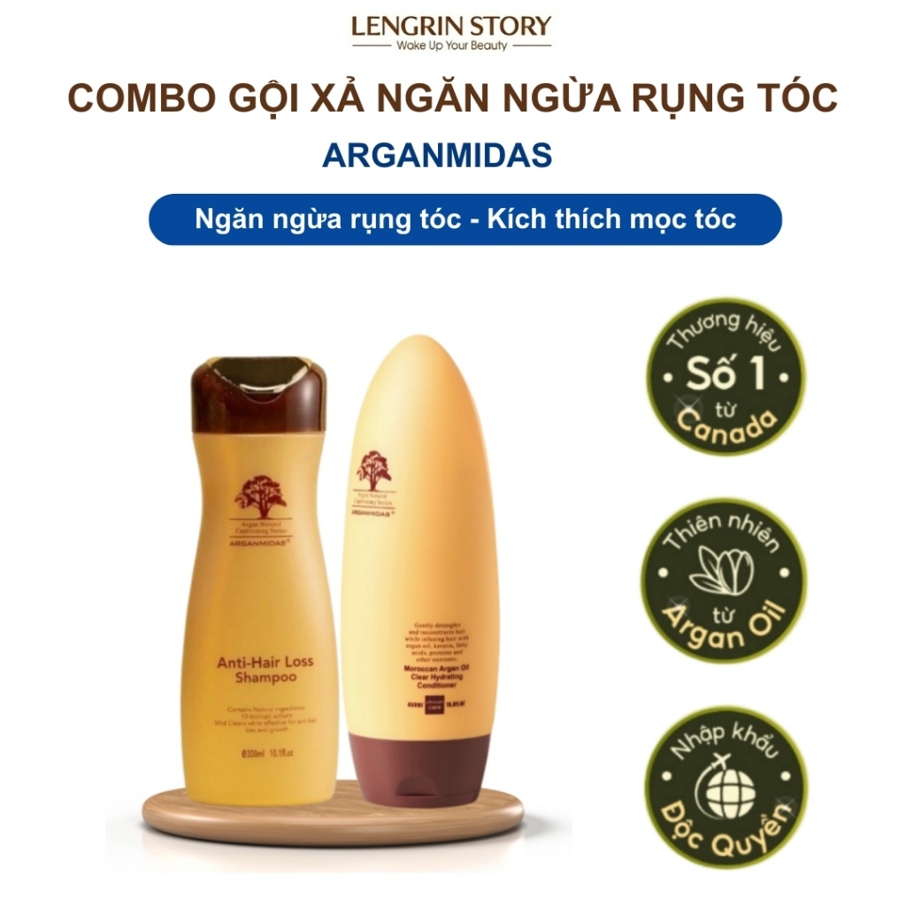 Combo Gội Xả Ngăn Ngừa Rụng Tóc và Hỗ Trợ K.ích Th.ích Mọc Tóc Arganmidas
