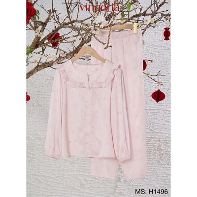 Pijama mặc nhà đồ ngủ nữ lụa VINGO/VINGORIA tay dài xuân hè Diệp An H1496