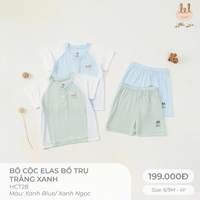 BỘ CỘC  TAY VẢI SỢI TRE BỔ TRỤ [ SIÊU MỀM, MÁT, MỊN CO DÃN VÀ THẤM HÚT ] SZ 6M -4Y (HCT28)
