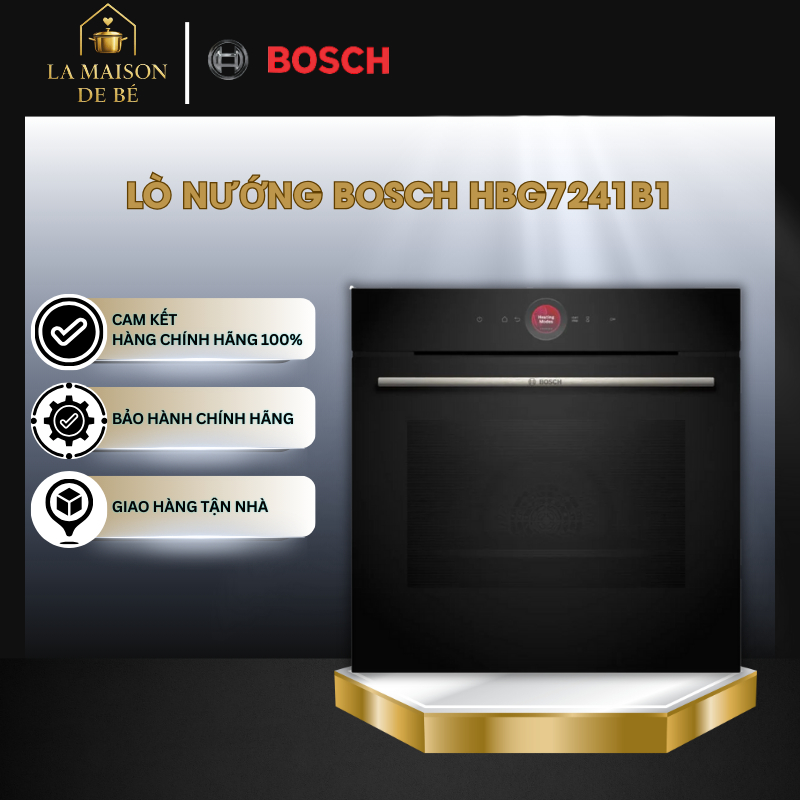 Lò Nướng Âm Tủ Bosch HBG7241B1 Serie 8 – Dung Tích 71L - Vệ Sinh Thủy Phân - LMS