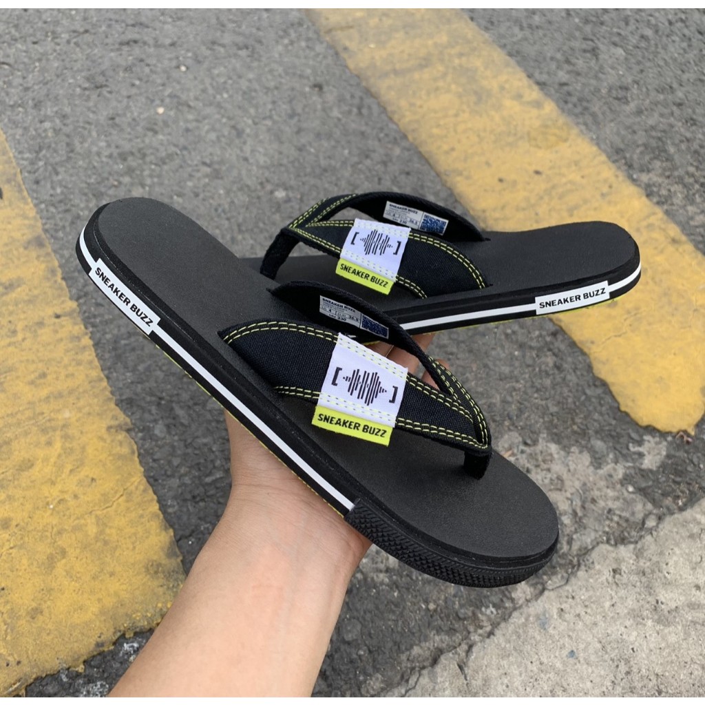 [ Chính Hãng ] - Dép Sneaker buzz Full Đen Logo SB