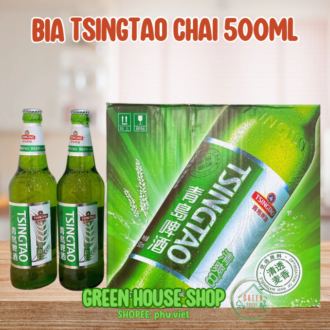 [GIAO HỎA TỐC HN] SỈ: 1 Thùng 12 Chai Sành 500ml Bia TSINGTAO Xanh