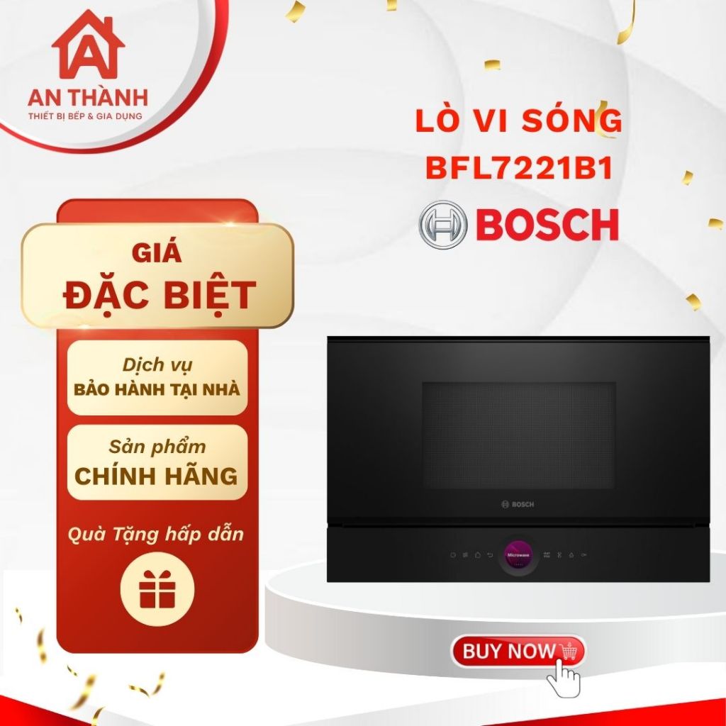 Lò vi sóng âm tủ BOSCH BFL7221B1 - Thiết kế chuẩn châu Âu, tối ưu không gian bếp