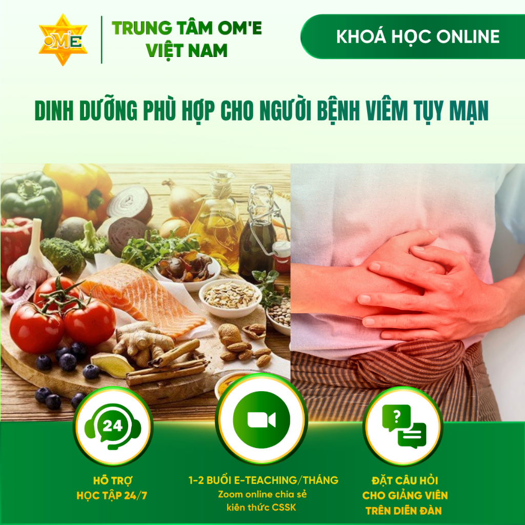Khóa học Dinh dưỡng phù hợp cho người bệnh viêm tụy mạn – Ăn đúng để sống khỏe - Khóa học online - T