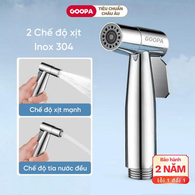 Vòi xịt vệ sinh GOOPA 2 chế độ xịt, chất liệu inox 304 chống gỉ, tăng áp mạnh mẽ
