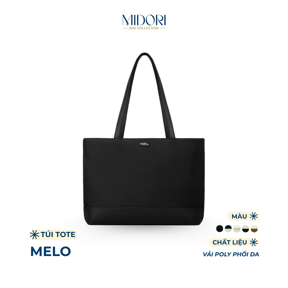 Túi Tote Xách MELO Nam Nữ Vải Phối Da PU Đeo Vai Đựng Laptop Đi Học Đi Làm | MIDORI BAG COLLECTION