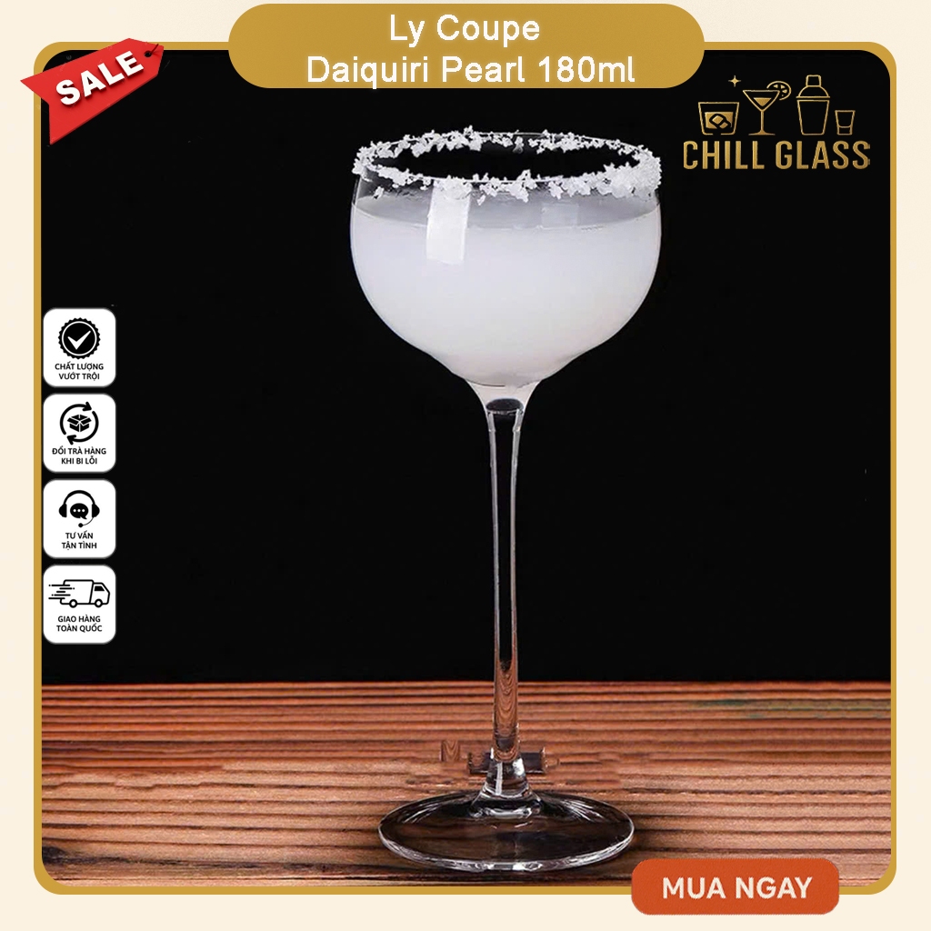 Ly Coupe Daiquiri Pearl 180ml - Ly Chân Cao Pha Martini, Mocktail, Bar Glass