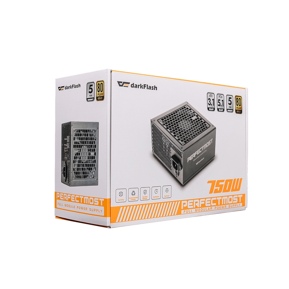 Nguồn máy tính DarkFlash PMT 750-750W GOLD ATX 3.1, PCIe 5.1 (80 Plus Gold/ Full-Modular)