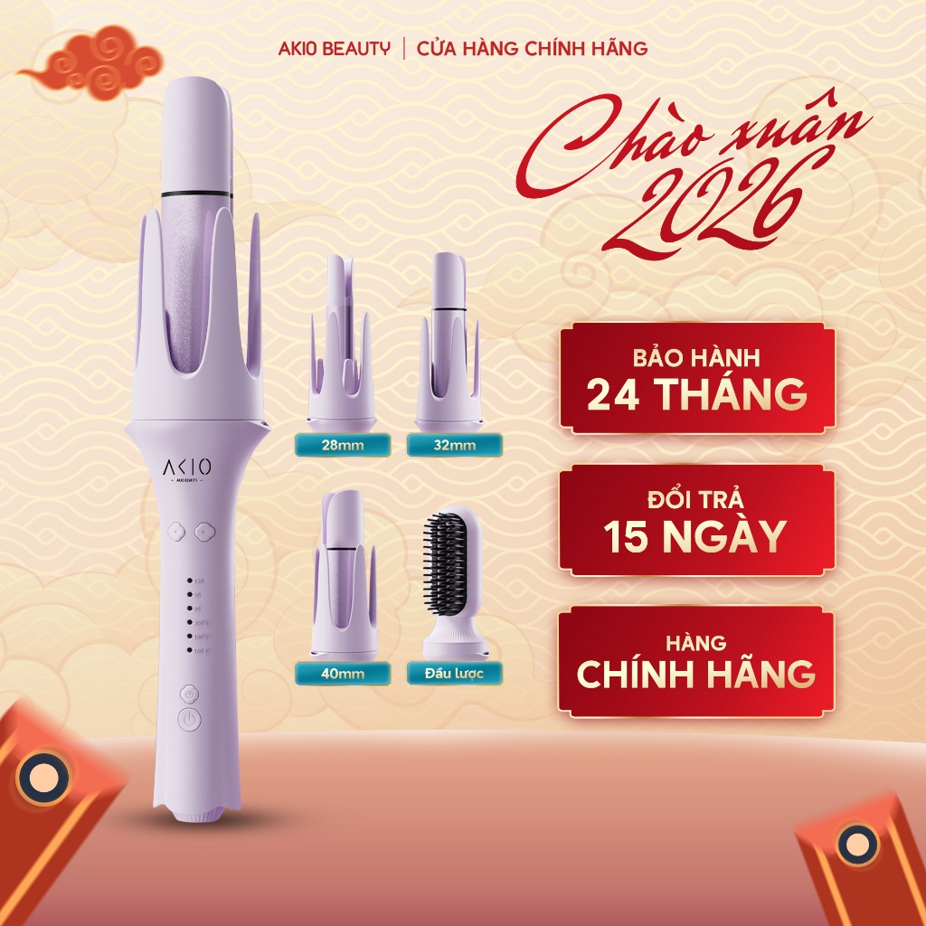 Máy uốn tóc xoăn tự động Akio 3 trục thay đổi đường kính uốn 28mm, 32mm 40mm và 1 đầu lược