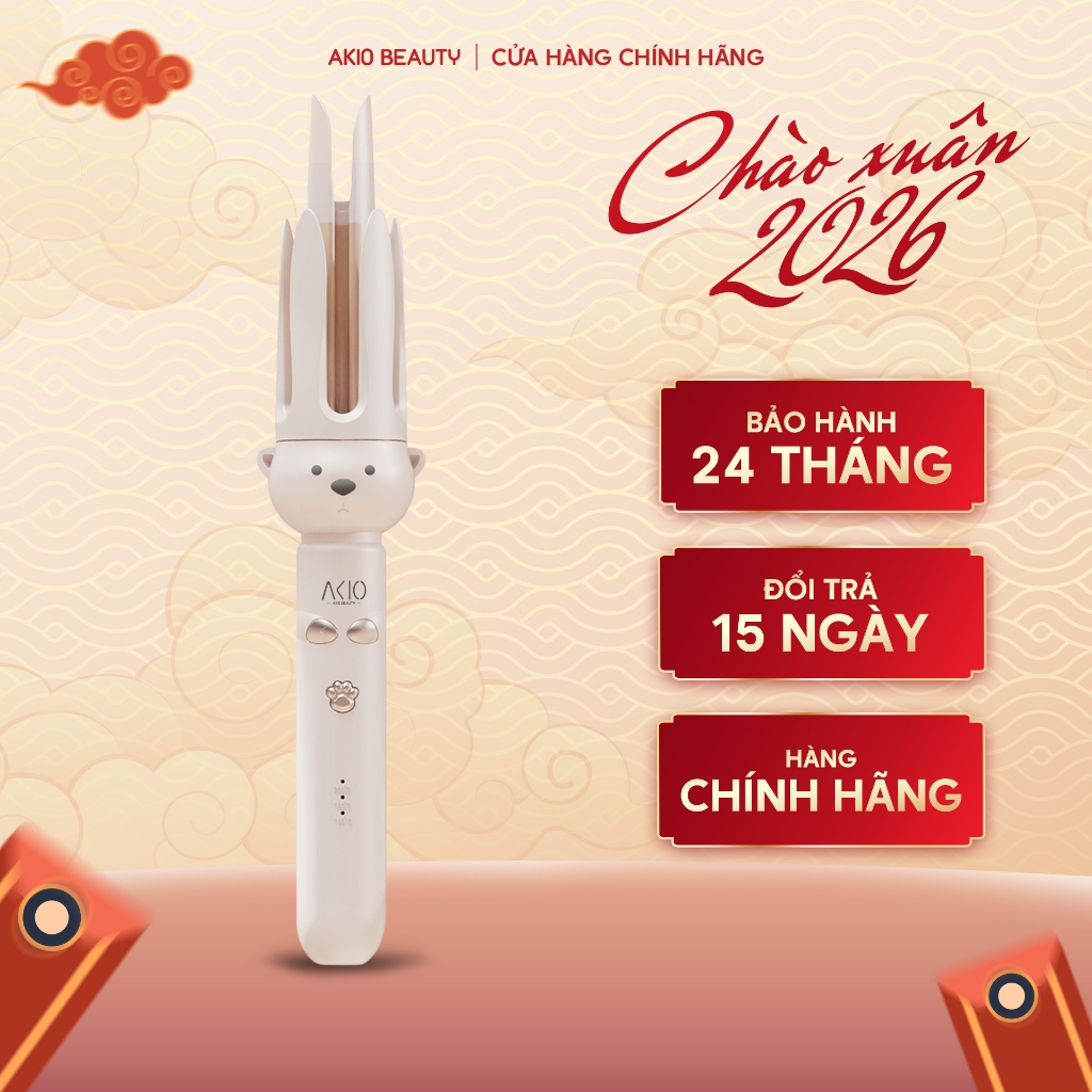 Máy uốn tóc xoăn tự động AKIO chất liệu gốm sứ đường kính uốn 28mm