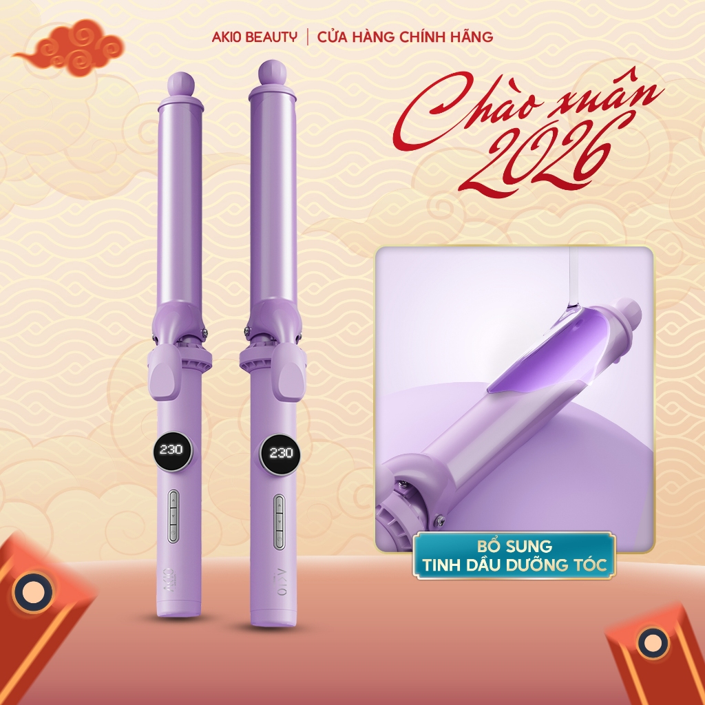 Máy uốn tóc xoăn truyền thống Hàn Quốc Akio có lớp sơn phủ dầu bảo vệ tóc đường kính uốn 28mm, 32mm