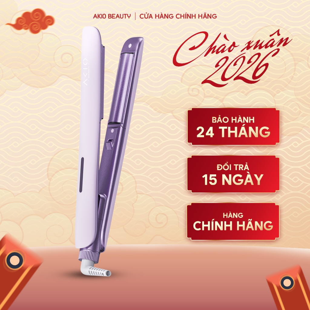 Máy dập phồng chữ C AKIO Beauty thiết kế mới không gãy tóc 4 mức nhiệt phủ x2 ceramic bảo vệ tóc