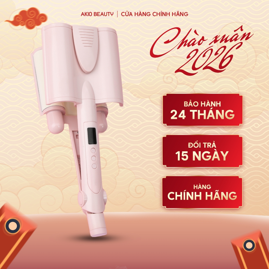 Máy làm tóc hippie 3 trục AKIO BEAUTY  màn LCD Sizw 26mm