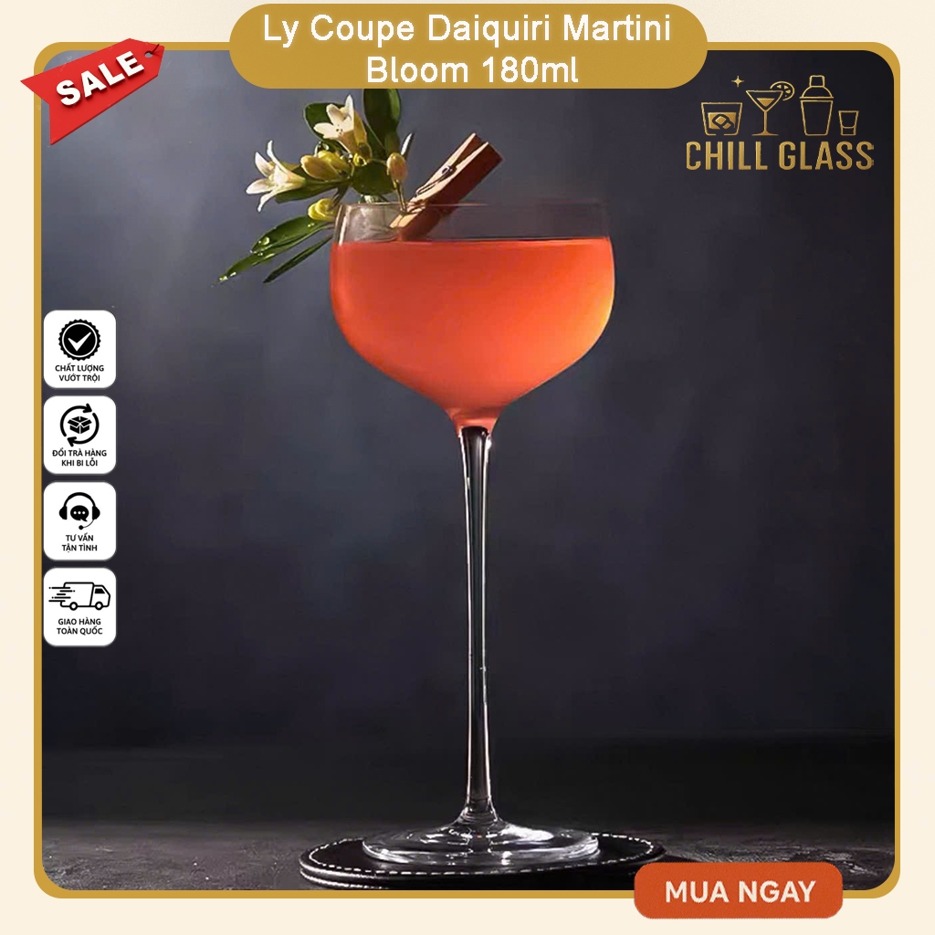 Ly Cocktail Coupe Glass 180ml – Dáng Tròn Cổ Điển