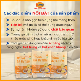 Trứng gà Ta tiềm V.Food ăn liền tiện lợi gói 2 quả, làm từ trứng gà Ta nên trứng Nhỏ