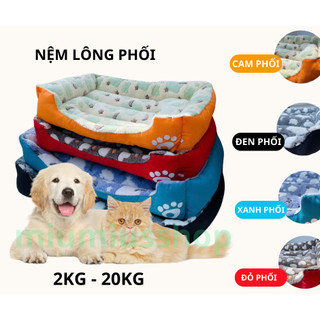 (NỆM BÀN CHÂN PHỐI) Nệm vải lông cao cấp phối  lông nhiều màu xinh xắn chó chó mèo  dưới<35kg