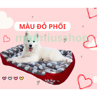 (NỆM BÀN CHÂN PHỐI) Nệm vải lông cao cấp phối  lông nhiều màu xinh xắn chó chó mèo  dưới<35kg