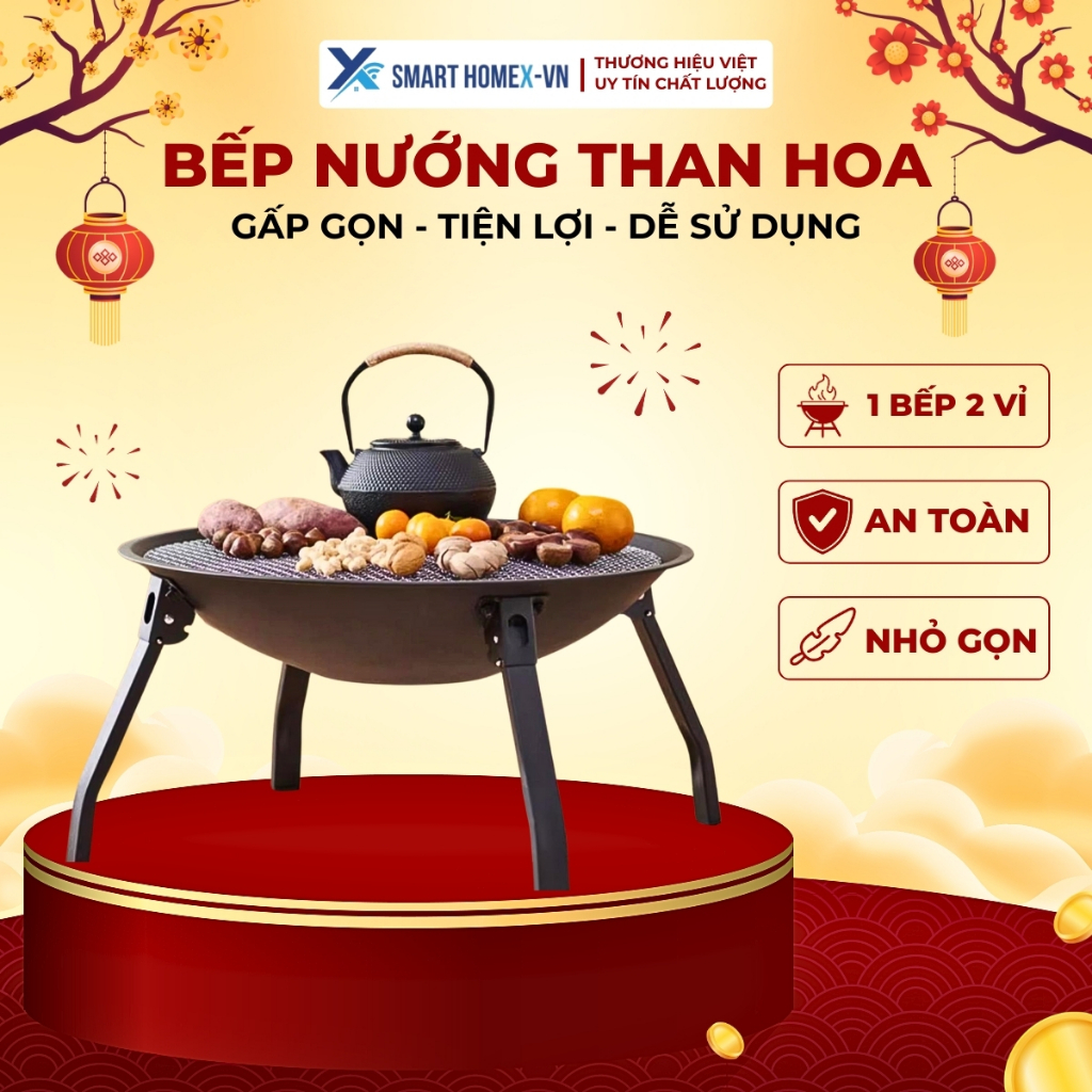 Bếp nướng than hoa gấp gọn, dùng trong nhà và ngoài trời, thiết kế tiện lợi mang đi dã ngoại – picnic