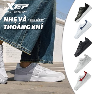 【xtep】Air Force |  Giày thể thao nữ, chống trơn trượt và chống mài mòn, thiết kế cổ điển và thời trang, thoải mái khi ma