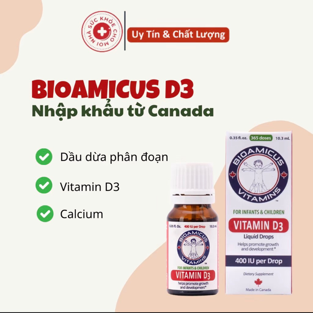 Vitamin BioAmicus D3 thuần chay 400IU/ giọt