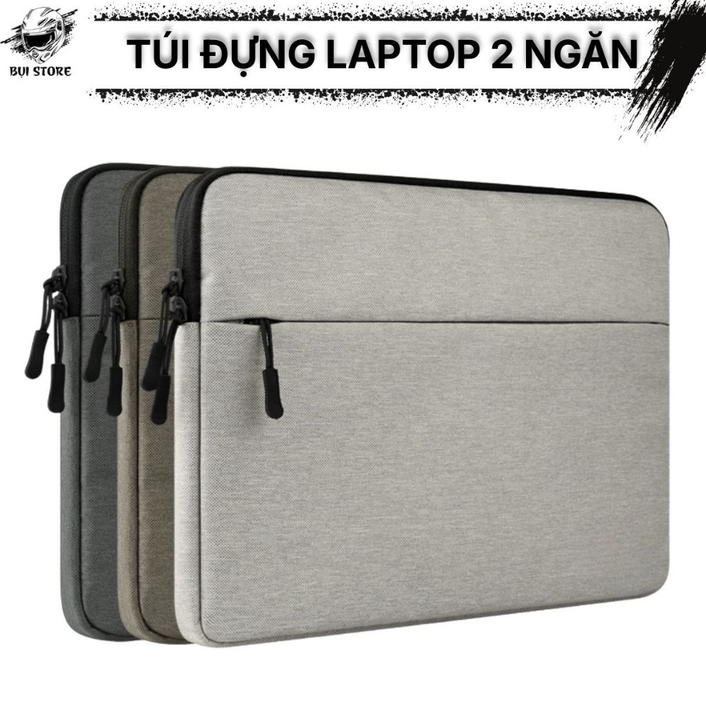 Túi Đựng Laptop Chống Sốc 2 Ngăn Đa Năng Vải Cao Cấp 13-15.6 Inch Xám Hồng Xanh Đen