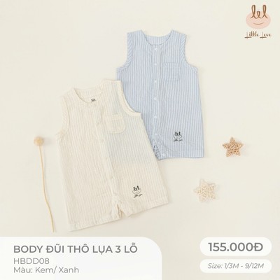 BODY ĐŨI  VẢI THÔ LỤA LIL LITTLE LOVE [  MỀM, MÁT, MỊN CO DÃN VÀ THẤM HÚT ] SZ 1/3M - 9/12M (HBDD08)