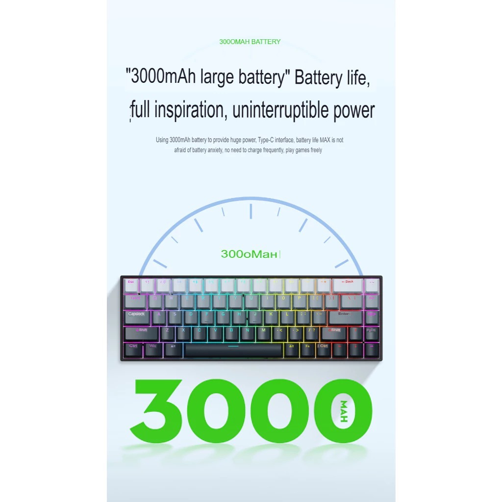 Bàn Phím Cơ Không Dây Bluetooth K68 - Hotswap 5 Pin - Pin sạc - LEG RGB - APP Marco | BigBuy360 - bigbuy360.vn