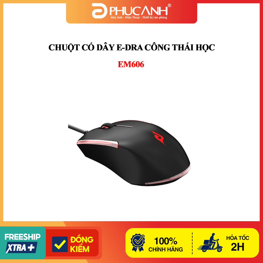Chuột có dây E-Dra công thái học EM606 Đen