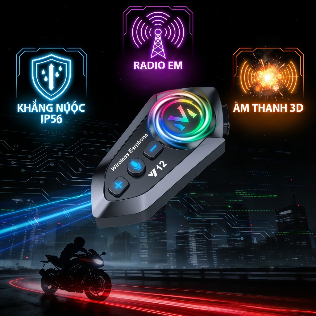 Tai Nghe Bluetooth Mũ Bảo Hiểm Y12 | Giảm Ồn, Pin Lâu, Âm Thanh Rõ