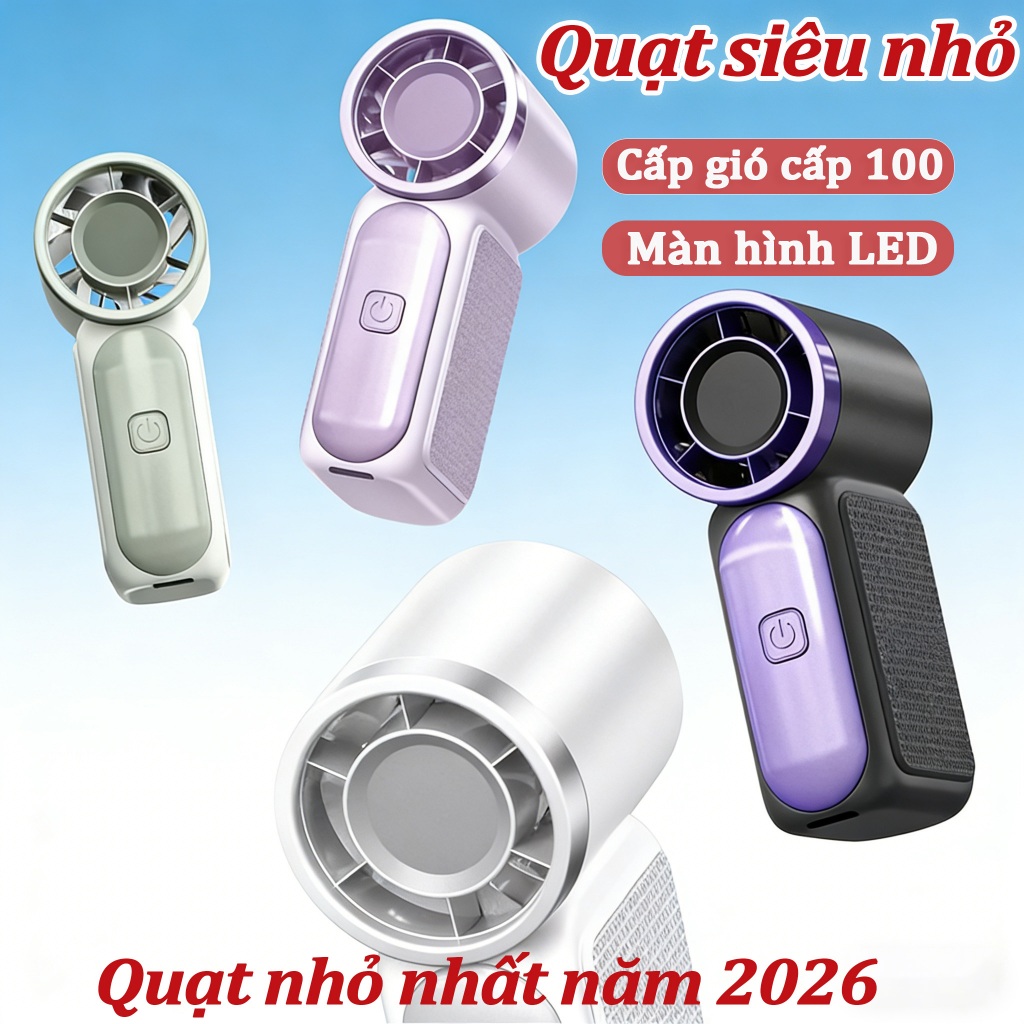 【Quat nhð nhat nam 2026】 Man LED, quat mini di dong, và sur dung duoc 8 gio,Quat manh me và yên finh