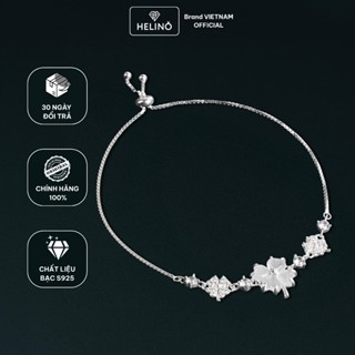 Lắc Tay Bạc Nữ HELINO Dây Rút Cỏ Bốn Lá Đính Đá Mắt Mèo Bạc S925 V18