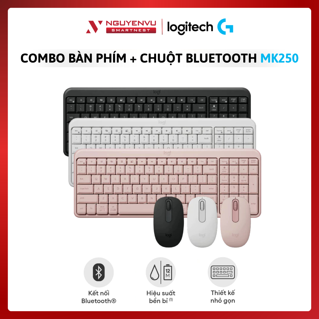 Combo Bàn phím Chuột Bluetooth Logitech MK250 – Kết nối nhanh, nhỏ gọn | BẢO HÀNH 12 THÁNG | FULL VA