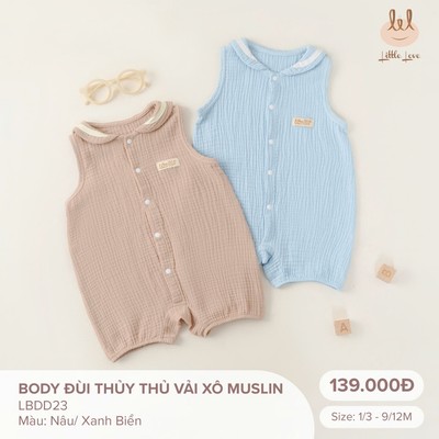 BODY ĐÙI THỦY THỦ VẢI XÔ MUSLIN LIL LITTLE LOVE[ SIÊU MÁT - MỀM- THẤM HÚT TỐT] SZ 1/3M - 9/12M ( LBDD23)