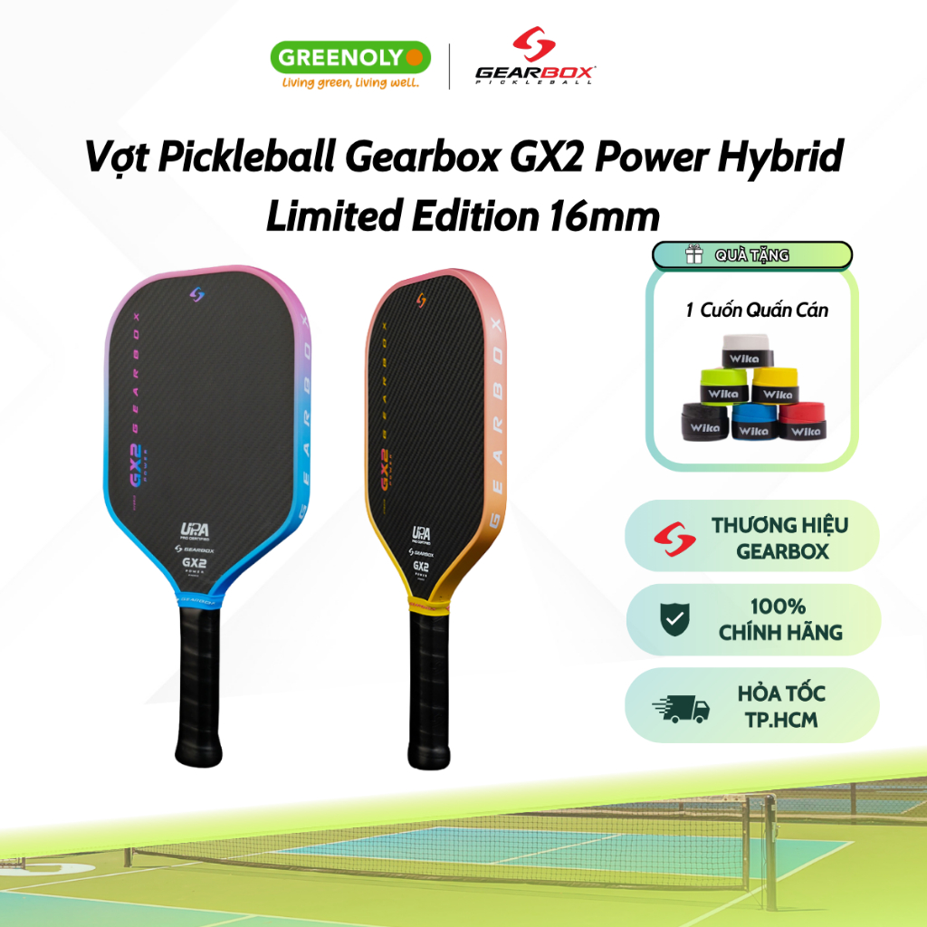 Vợt Pickleball Gearbox GX2 Power Hybrid Limited Edition 16mm - Hàng Chính Hãng
