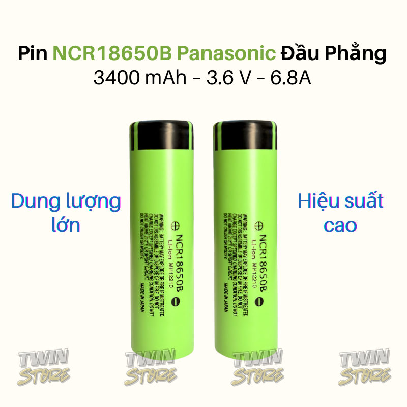 Cell NCR18650B Panasonic Dung Lượng Cao 3400mAh Đầu Phẳng - Made in Japan