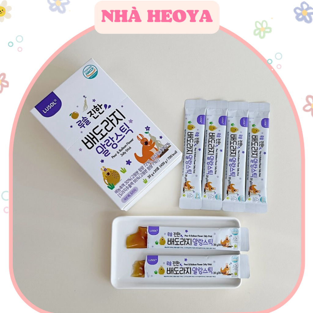 THẠCH LÊ HOA CHUÔNG CÁT CÁNH LUSOL PEER & BALLOON FLOWER JELLY STICK CHO BÉ HÀN QUỐC