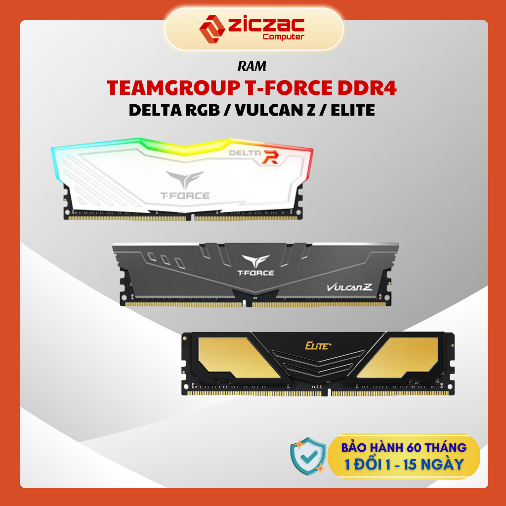 Ram TeamGroup T-Force DELTA RGB / VulcanZ / Elite Plus 8GB 16GB DDR4 bus 3200 Mhz - Chính hãng
